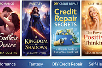 design kdp book cover, romance, fantasy, diy credit repair, self help book cover