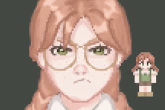 draw a character portrait in pixel art