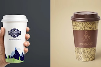 create coffee mockup, packaging, and label sticker design