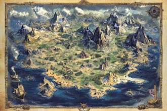 make fantasy map illustration for  novels and games