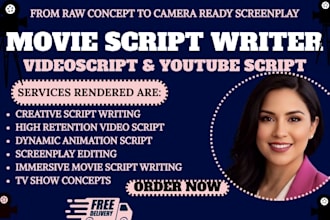 write your moviescript youtube script film script videoscript