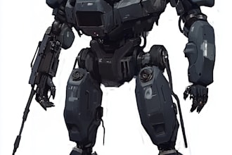 draw mecha helmet, weapon, armor concept