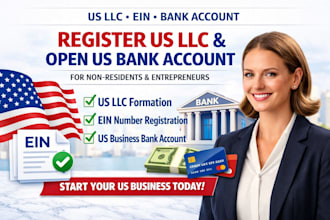 register your US llc, get ein and open a US business bank account non resident