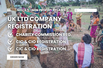 uk charity registration, cic setup, ltd company formation, 501c3, and 508c1a