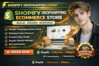 build design shopify dropshipping ecommerce store redesign shopify website seo