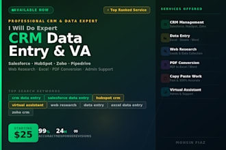 do CRM data entry, CRM management, and VA work