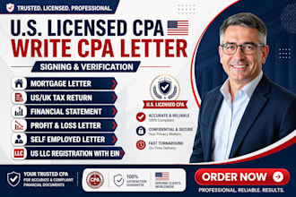 write verified CPA letter, expense ratio letter, income letter, mortgage letter