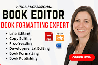 professionally edit and proofread your book for amazon KDP, line copy editing