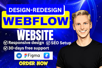design webflow website, webflow portfolio website landing page, figma to webflow