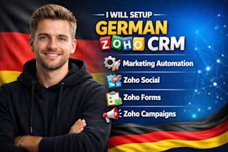 setup german zoho crm, marketing automation, zoho social zoho form zoho campaign