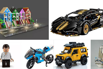design digital lego  cars, bikes, toys, ships and houses with functioning parts