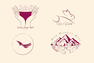 design minimalist line art, feminine, nature and hand drawn logo