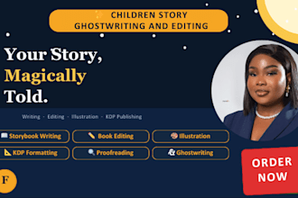 do children storywriting proofreading editing kids book formatting illustration