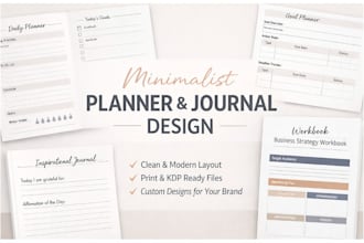 design minimalist planner, journal design, companys, workbook, daily planner