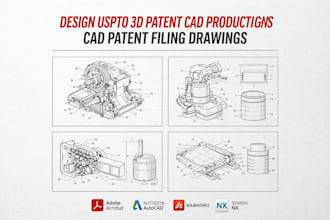 design uspto 3d patent cad product drawings, cad patent filing drawings services