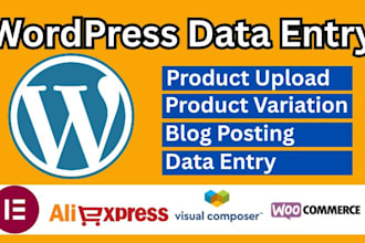 do wordpress data entry and woocommerce product upload or listing