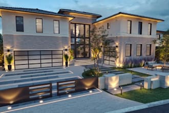 design 3d unique modern residential building, courtyard, pool,rooftop garden,cgi