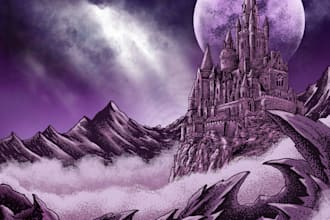 make landscape dark art, for your album cover, poster, merch etc