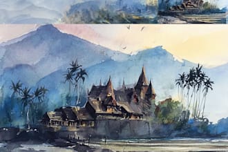 paint realistic landscape watercolor painting art