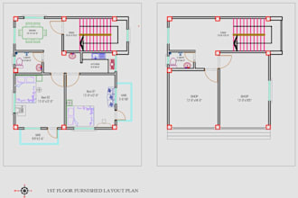 draw professional 2d autocad floor plans, house plans, and architectural
