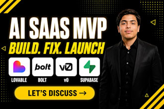 build, fix and launch ai saas mvp web app with lovable, bolt, v0 and supabase