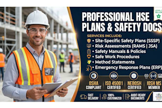 prepare rams, swms, sssp, jsa, work methodoloy, method statement n hse manual