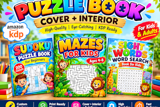 design professional puzzle activity book for kids and adults