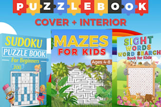 design kids or adult puzzle activity book for amazon KDP