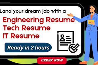 write ats software engineering resume, IT resume, tech resume and cover letter