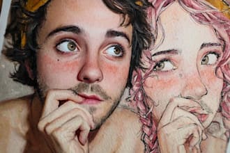 draw handmade watercolor portrait