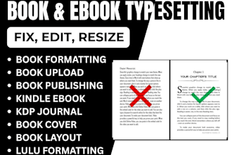 format edit and publish book for ingramspark, ebook on amazon kdp journal lulu