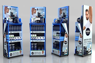 design professional 3d product display stand, posm and fsdu