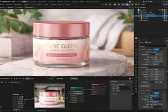 design product packaging  label with realistic 3d  product mockup using blender