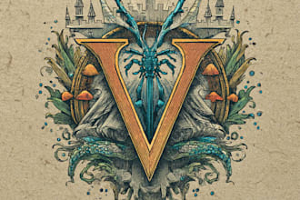 draw a medieval vintage fantasy logo