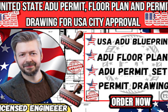 do united state adu permit, floor plan and permit drawing for usa city approval