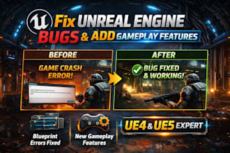 fix bugs or create any unreal engine blueprint ue5 error ai, ui gameplay system