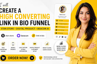 create a high converting link in bio funnel stan store digital product beacon ai