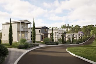 redesign landscape site plan,modern city layout, community building villa render