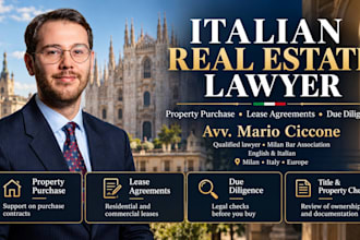 be your italian real estate lawyer and assist with property purchase contracts