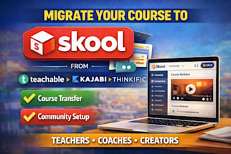 build skool community migrate course from teachable , kajabi, thinkific to skool