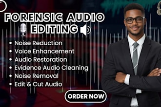 do forensic audio editing, cleanup, background noise removal, echo