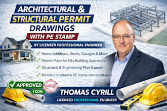draw architectural and structural permit drawings with pe stamp
