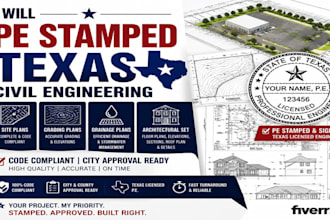 pe stamped texas civil engineering site plans grading drainage architectural set