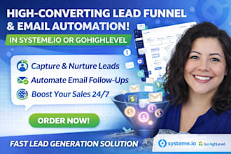 build systeme io or gohighlevel lead funnel with email automation setup
