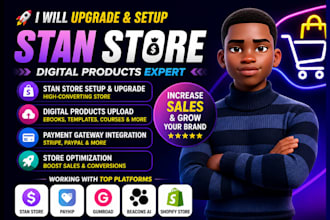 stan store stan store setup payhip, gumroad, beacons ai, shopify store
