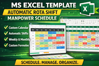 create ms excel calender template, automatic rota shift or manpower schedule