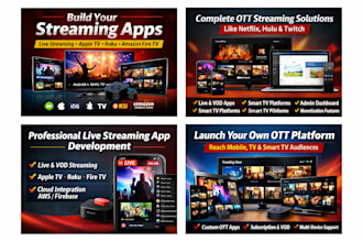 build live streaming app, apple tv app, roku tv app, vod app, amazon tv app