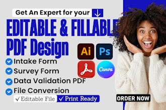 design interactive, editable, medical fillable pdf form for survey, business