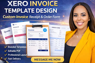 design xero custom invoice template, receipt and order form design
