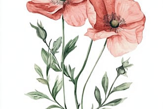 draw botanical illustration flower, plant